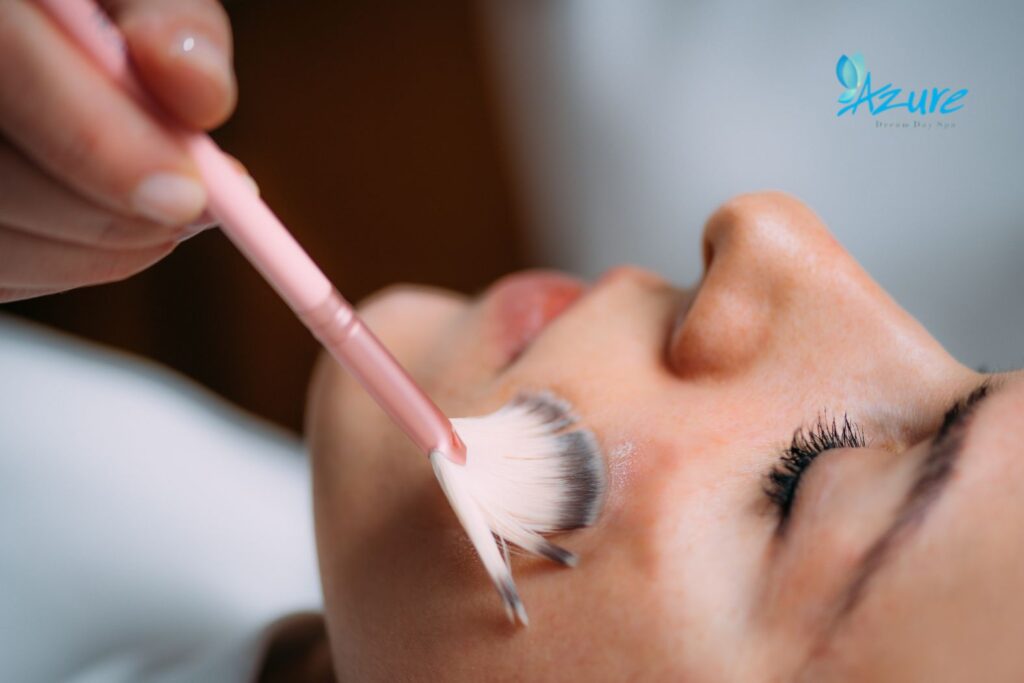 a lady getting facial at azure dream medspa in Arlington va