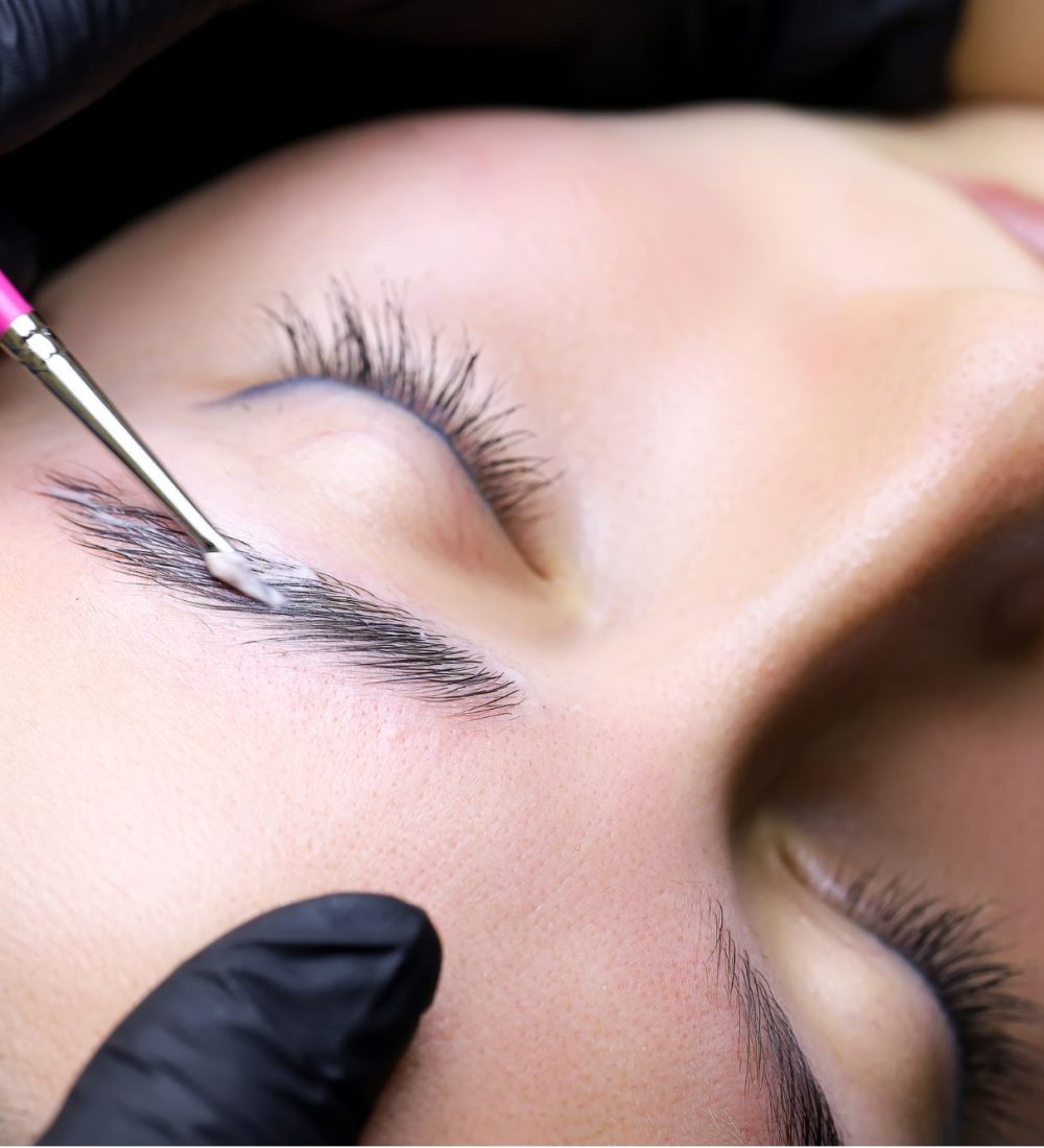 performing Brow Lamination on a women at azure dream medspa